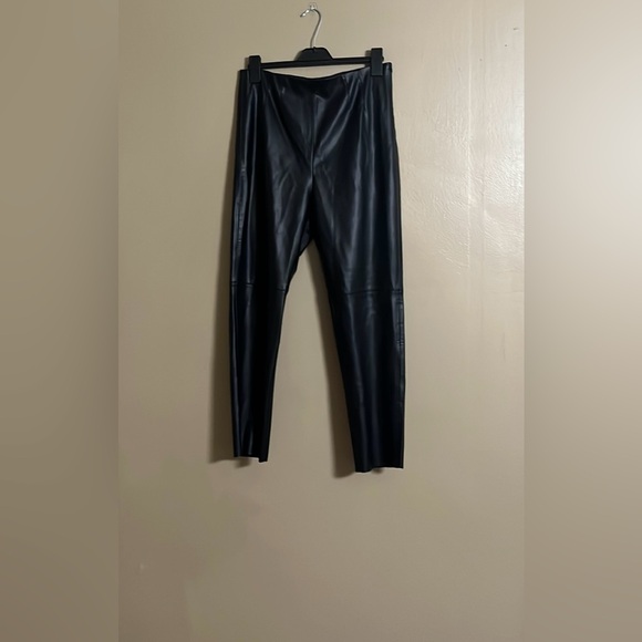 Zara Pants Sz 2X Faux Leather High Rise Side Zip Elastic Waist Party Feminine - Picture 1 of 8